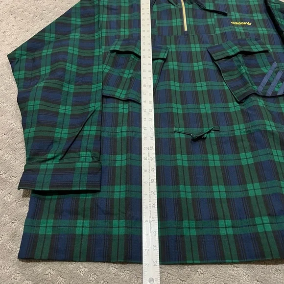 Adidas Hooded Windbreaker Plaid Jacket Men Size XL - Picture 6 of 9